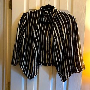 Black and white striped crop top blazer